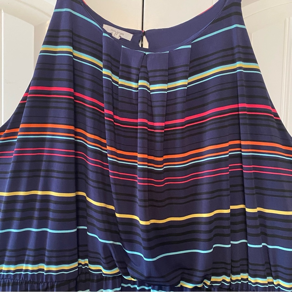 Maurice’s Women’s Multi Color Stripes Navy Sleeveless Maxi Dress 3X - Picture 3 of 11